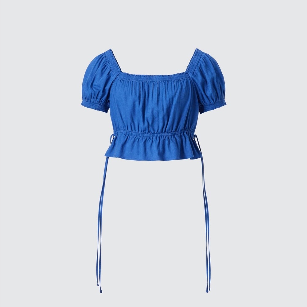 Clare Waight Keller colaboration Gathered cropped short sleeves blouse